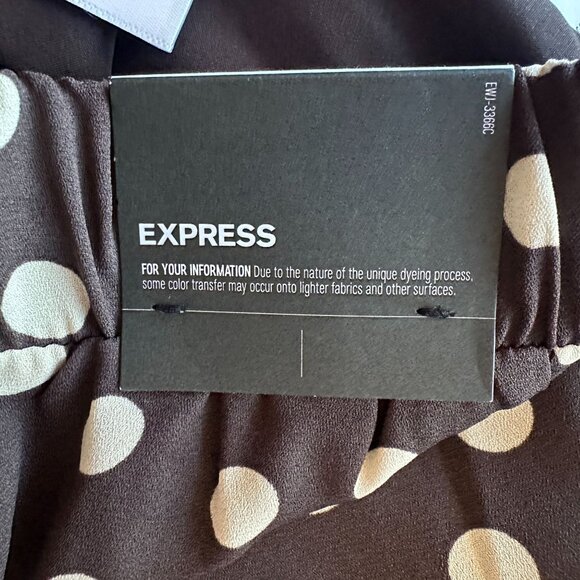 NEW Express Womens XS Pants Wide Leg Super High Rise Polka Dot Brown Lined - Picture 11 of 14
